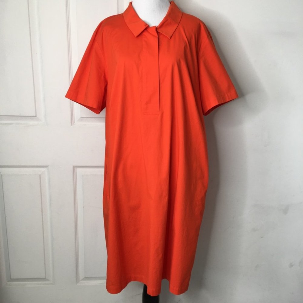 Eileen Fisher Woman Orange Shirt Dress Size 1X